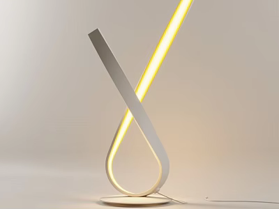 Modern Curved Table Lamp With Sleek White Structure And Glowing LED Light 3d model