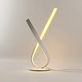 Modern Curved Table Lamp With Sleek White Structure And Glowing LED Light 3d model
