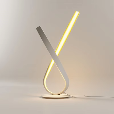 Modern Curved Table Lamp With Sleek White Structure And Glowing LED Light 3d model