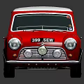 Red Vintage Mini Car Model With White Roof And Yellow Number 74
