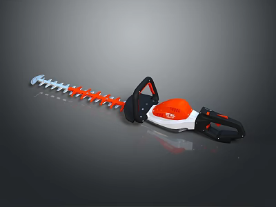 Agricultural Hedge Trimmer With Orange White Body Black Handle Serrated Blades 3d model