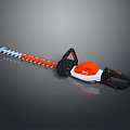Agricultural Hedge Trimmer With Orange White Body Black Handle Serrated Blades