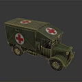 Military Green Medical Tank Model with Red Cross Markings and Classic Design