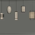 Modern Woven Pendant Lights with Unique Designs Hanging on Grey Interior Wall