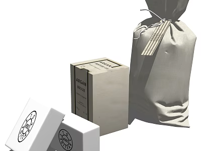 Stylish Bathroom Accessories With Minimalist Packaging Box And Linen Storage Bag 3d model