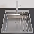 Modern Stainless Steel Kitchen Sink With Single Bowl Faucet And Drainer Rack Design