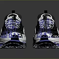 Nike Inspired Black White Blue Sports Sneakers With Air Cushion Sole And Retro Style Design