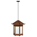 Traditional Wooden Lantern Shaped Pendant Light With White Shade And Classic Design
