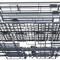Suspended Ceiling Structure With Metal Framework And Pipe Installation Layout Design 3d model