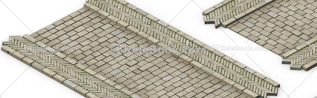 Surface of pavement stone steps 3d model