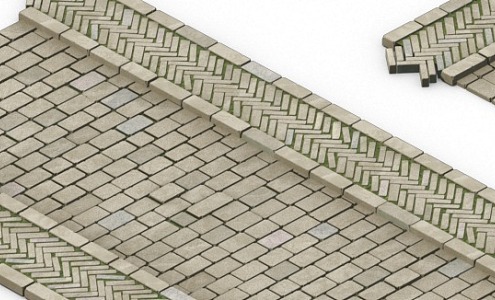 Surface of pavement stone steps 3d model