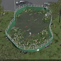 Scenic Garden Water Feature Fountain With Green Fence Water Lilies Koi Fish And Lotus Flowers