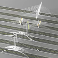 Modern Cable Stayed Bridge Multi Level Interchange White Structure Urban Design 3d model