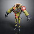 Green Tactical Combat Uniform With Red Star Armor And Gear Straps 3d model