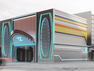 Appearance of modern door commercial building 3d model