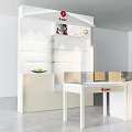 White Brown Display Cabinet Shelving With Glass Counter Yami Logo Green Fruit And Shelves