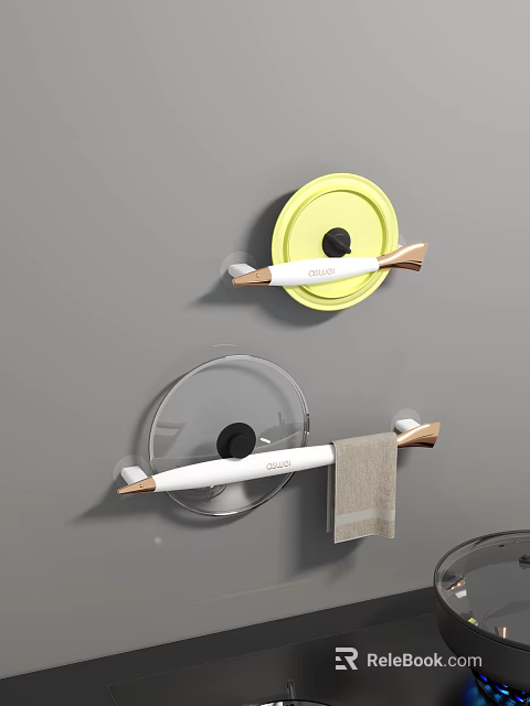 Modern Wall Mounted Bathroom Cabinet Rack With Towel Holder And Storage Shelves 3d model 