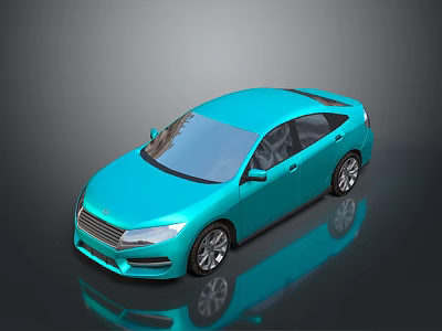 Turquoise Sedan Car with Sleek Modern Exterior Design on Reflective Surface and Shiny Finish 3d model