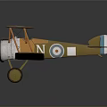 Vintage Brown Biplane Model With Target Markings And Tail Flag For Space History
