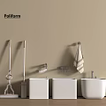 Poliform Bathroom Accessories With Beige Wall Mop Toilet Brush White Sinks And Towel Rail