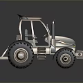 Modern Metallic Tractor Design With Large Tires Driver Cabin And Front Grille