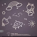 Space Theme Neon Light Set With Astronaut Rainbow Clouds Stars UFO Satellite and Sun