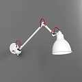 Modern Adjustable Wall Lamp With White Lampshade And Red Accents On Grey Wall