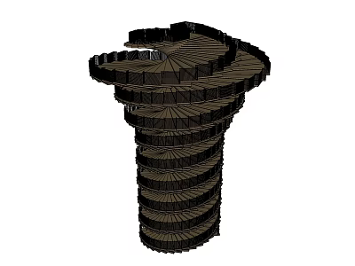 Unique Spiral Tower Design With Layered Platforms And Architectural Structure 3d model