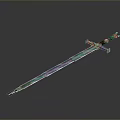 Decorative Sword With Blue Crystal Blade And Black Handle Design 3d model