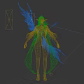 Game Fantasy Character With Purple Hair Elven Features Large Wings And Flowing Garments