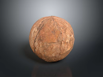 Handcrafted Wooden Stone Sphere With Natural Textured Surface And Decorative Sculpture Design 3d model