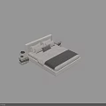 Modern Double Bed With Headboard White Pillows Bedside Tables And Table Lamp 3d model