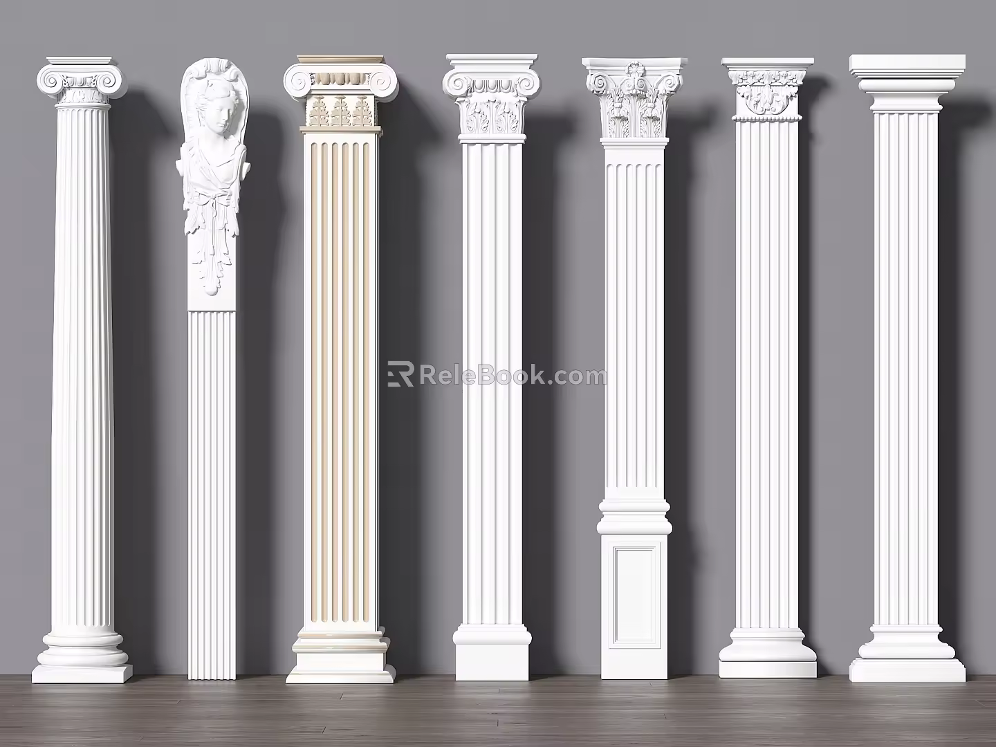 European Roman Column Gypsum Column Decorative Column 3d model