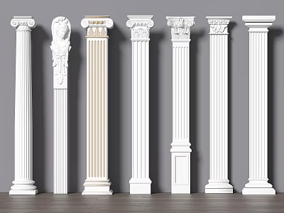 Various Styles of Roman Columns With Decorative Capitals And Architectural Details 3d model
