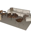 Quiet sofa tea table combination 3d model