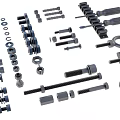 Comprehensive Hardware Tools Set With Bolts Nuts Wrenches Gears Studs And Washers 3d model