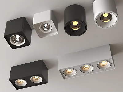 Modern Black White Recessed Lights Spotlights With Square Round Multiple Head Ceiling Designs 3d model