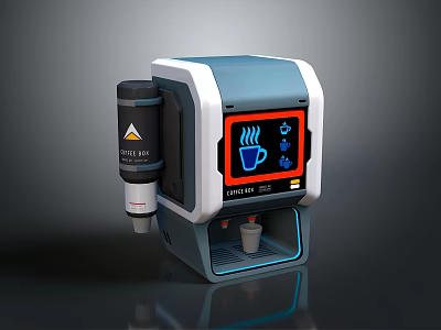 Stellar Labs Compact Computer With Blue White Design And Coffee Icon Screen 3d model