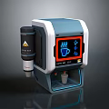 Stellar Labs Compact Computer With Blue White Design And Coffee Icon Screen