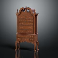 Elegant Classic Wooden Cabinet With Multiple Drawers And Ornate Carved Legs