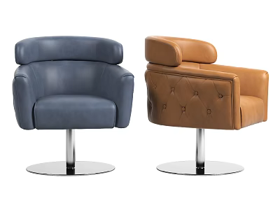 Modern Leather Massage Chair With Blue And Brown Upholstery And Swivel Base 3d model