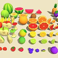 Variety of Colorful Fruits Including Whole and Sliced Options Like Watermelon Banana Apple and More