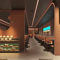 Cozy Hot Pot Restaurant Interior With Warm Decor Seating And 3d model
