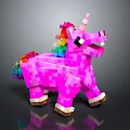 Cute Pink Pixel Art Unicorn With Rainbow Mane And Tail Design