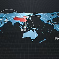 Global Network Connections On World Map Linking China Beijing Indonesia Argentina