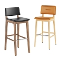 Bar Chair Combination Simple Fashion Elegant Solid Wood Leather 3d model