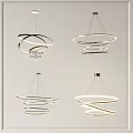 Modern Multiple Ring Shaped Pendant Lights With Circular Design And LED Lighting 3d model