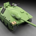 Green Military Tank Featuring Long Cannon Tracks Turret Armor Plates And Equipment