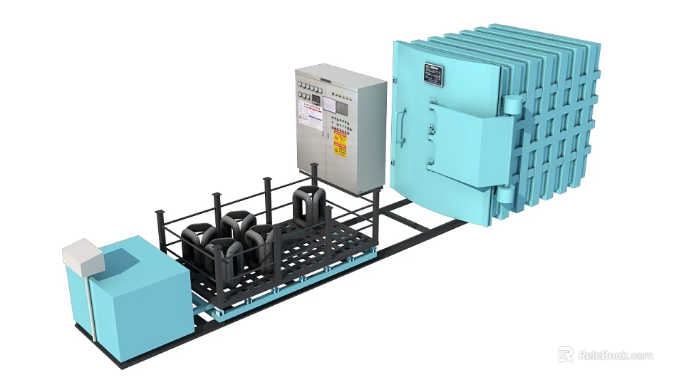 Industrial Equipment With Control Panel Metal Frame Modular Blue Casing And Structural Design 3d model 