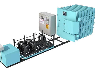 Industrial Equipment With Control Panel Metal Frame Modular Blue Casing And Structural Design 3d model